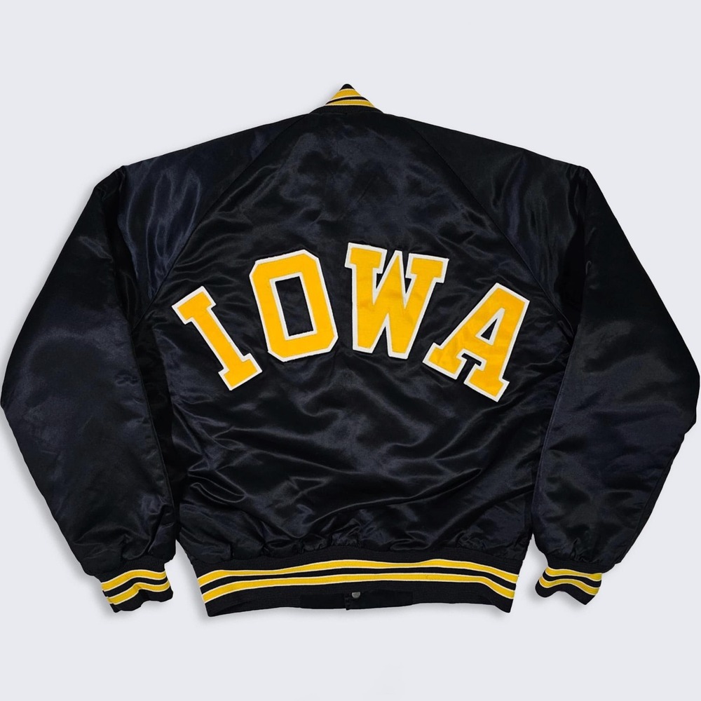 Iowa Hawkeyes Vintage 80s Chalk Line Satin Bomber Jacket